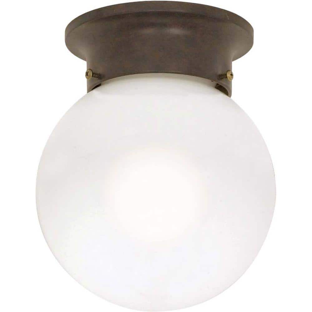 Bronze Globe 7.25" Flush Mount Indoor/Outdoor Light