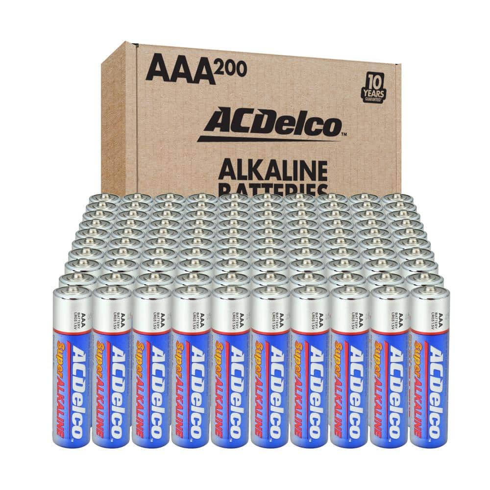 ACDelco AAA Batteries, Maximum Power Super Alkaline Battery, 10-Year Shelf Life, Recloseable Packaging, 200 Count