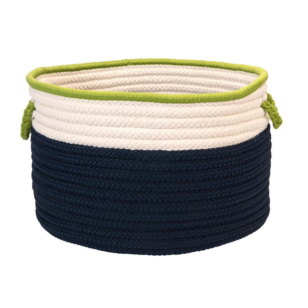Indoor/Outdoor Navy/Bright Green 14 in. x 14 in. x 10 in. Round Polypropyle
