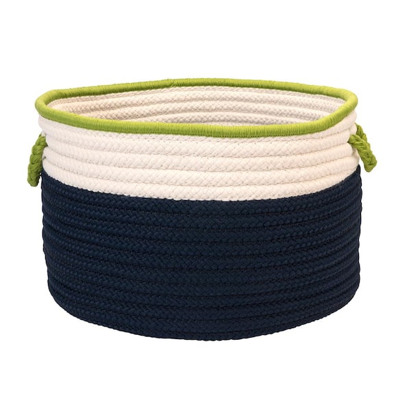 Colonial Mills Indoor/Outdoor Navy/Bright Green 18 in. x 18 in. x 12 in. Round Polypropylene Storage Bin