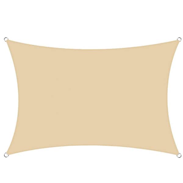 8 ft. x 14 ft. Sand Rectangle Sun Shade Sail For Backyard Deck Outdoor