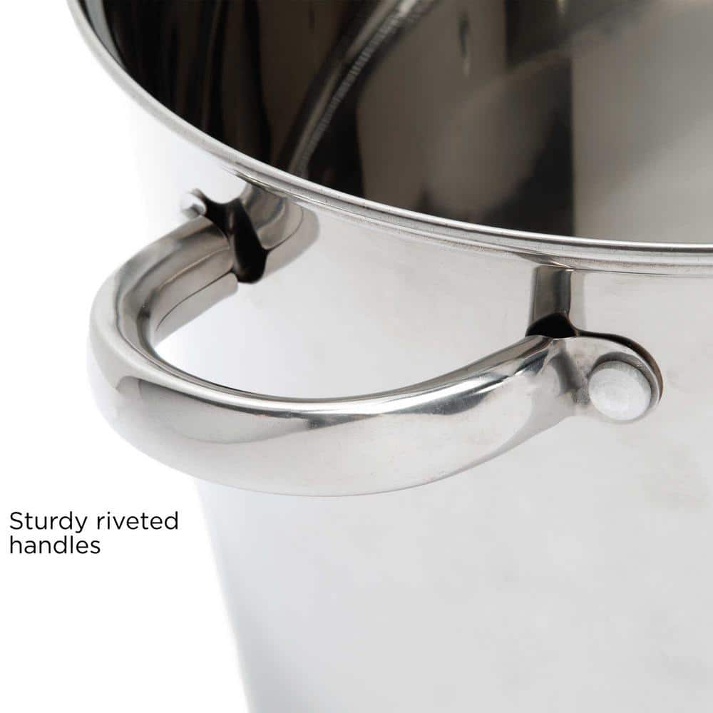 12-Quart Polished Stainless Steel Stock Pot with Lid