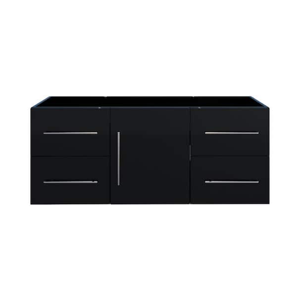 VOLPA USA AMERICAN CRAFTED VANITIES Napa 60 in. W x 22 in. D x 21 in. H Single Sink Bath Vanity Cabinet without Top in Glossy Black, Wall Mounted