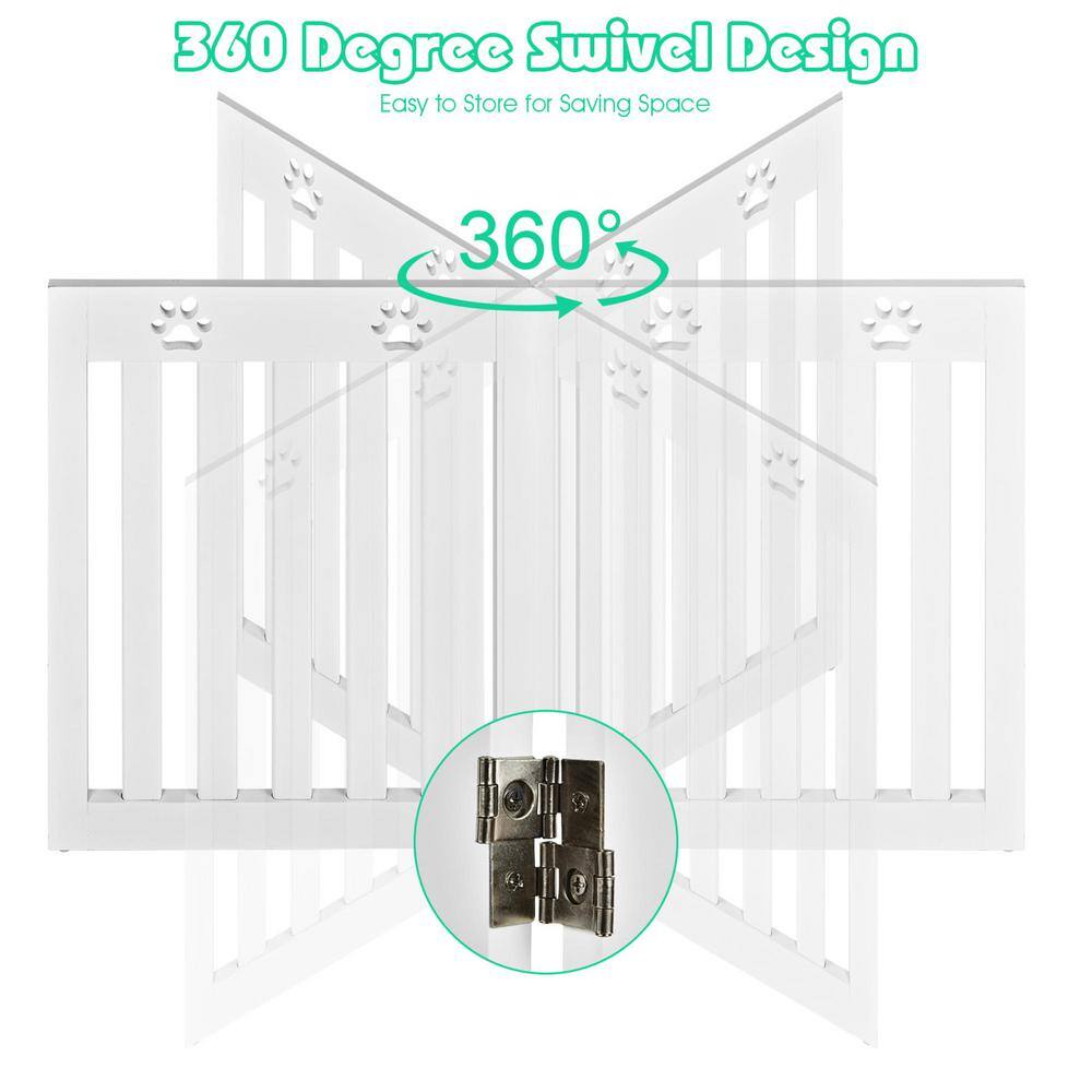 24 Inch White Folding Freestanding Metal Dog Gate