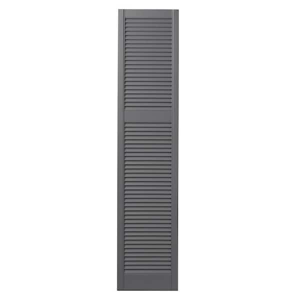 Ply Gem 15 in. x 67 in. Cottage Style Open Louvered Polypropylene Shutters Pair in Gray