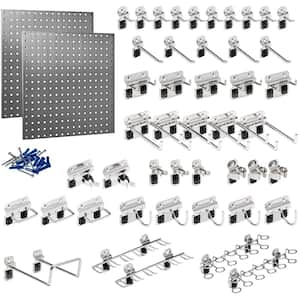 LocBoard 24 In. H x 24 In. W Pegboards Stainless Steel with 46 pc Stainless LocHook Assortment