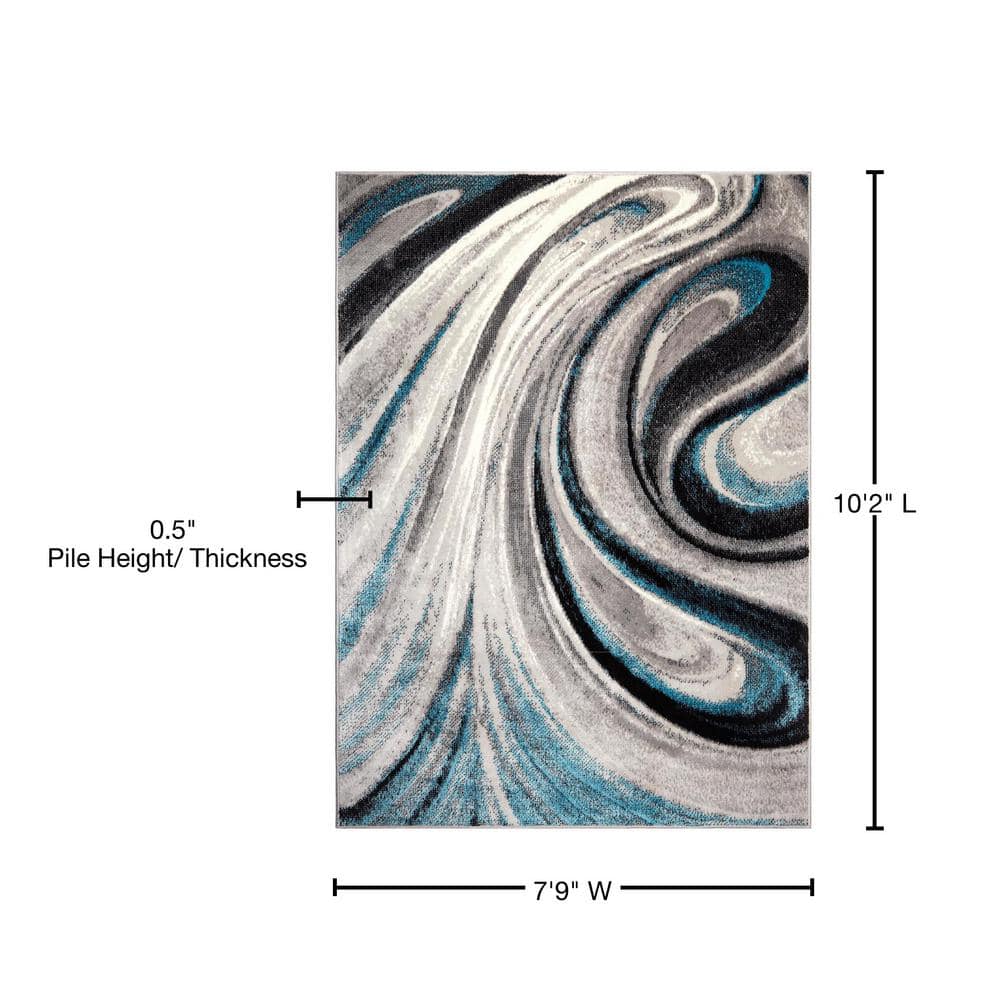 Boho Odette Blue and Gray Abstract 8' x 10' Tufted Area Rug
