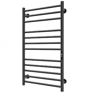 Electric Towel Warmer Wall Mount Heated Towel 12 Bars Plug in Hardwired Black