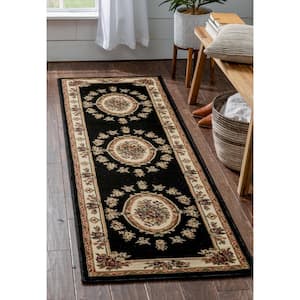 Timeless Le Petit Palais Black 2 ft. x 7 ft. Traditional Runner Rug