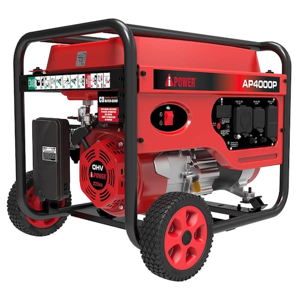 A-iPower Gasoline Powered Recoil Start Portable Generator with CO Sensor AP4000P - The Home Depot
