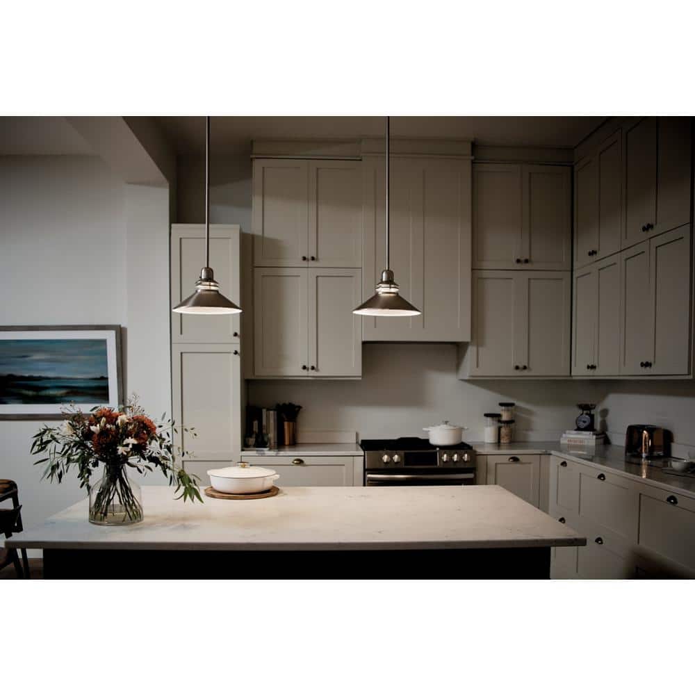 Brushed Nickel 11" Mini Pendant Light with Cone Shade