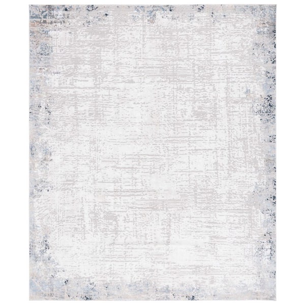 Parker 9 ft. x 12 ft. Taupe/Ivory Blue Distressed High-Low Area Rug