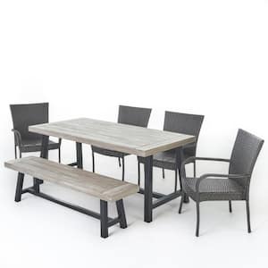 Cooper Grey 6- Piece Faux Rattan Outdoor Dining Set