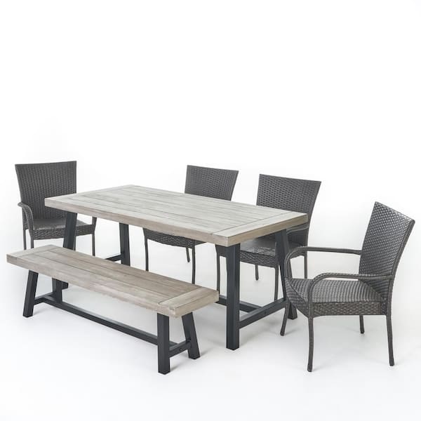 Cooper Grey 6- Piece Faux Rattan Outdoor Patio Dining Set