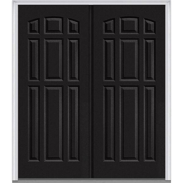 MMI Door 72 in. x 80 in. Classic Left-Hand Inswing 9-Panel Painted Fiberglass Smooth Prehung Front Door with Brickmould