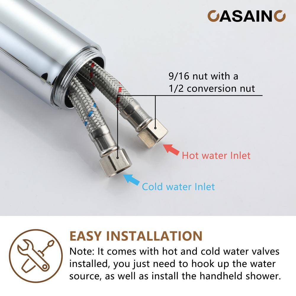 Chrome Plated Freestanding Bathtub Faucet with Handshower