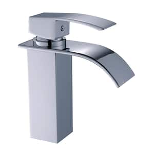 Single-Handle Single-Hole Waterfall Bathroom Faucet in Polished Chrome