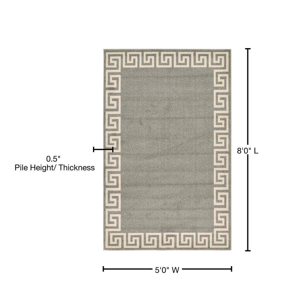 Gray Geometric Synthetic 5' x 8' Area Rug
