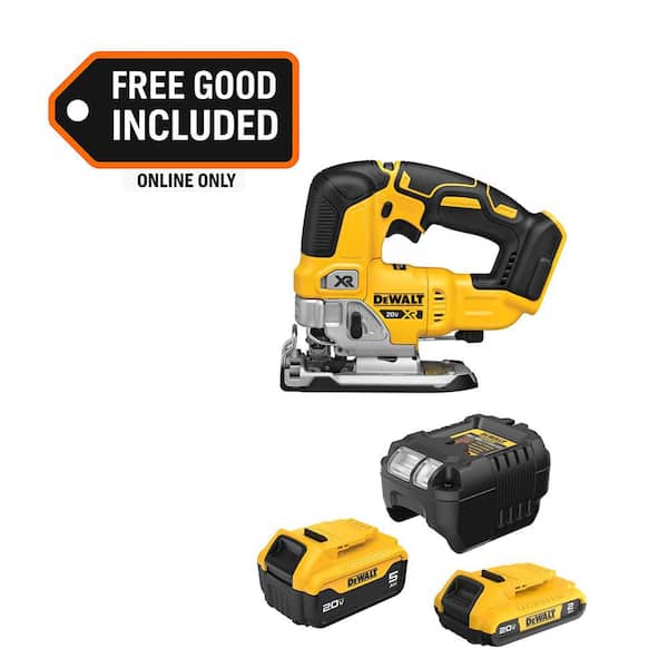 20-Volt MAX XR Lithium-Ion Cordless Brushless Jigsaw with 20-Volt MAX 5.0 Ah and 2.0 Ah Battery Packs and Charger