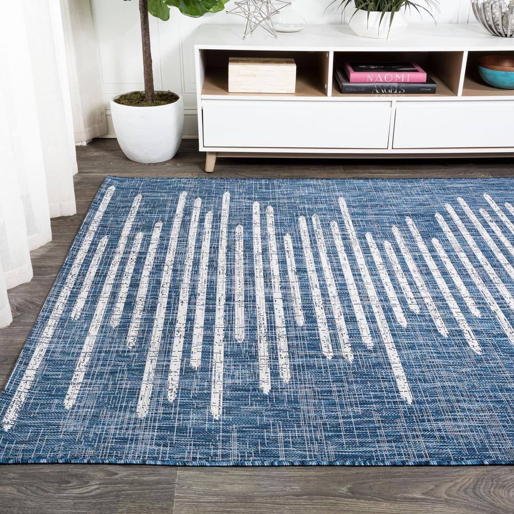 Bohemian Blue Stripe Washable Synthetic Rug - 3' x 5'