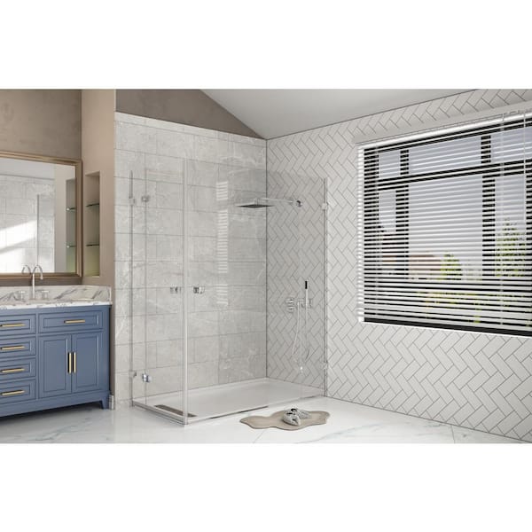 Acrylic 60 in. L x 32 in. W Alcove Shower Pan Base in White with Left Drain