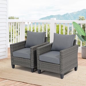 OC Orange Casual 2-Piece Wicker Grey Outdoor Lounge Chair Sofa Set with Grey Cushion