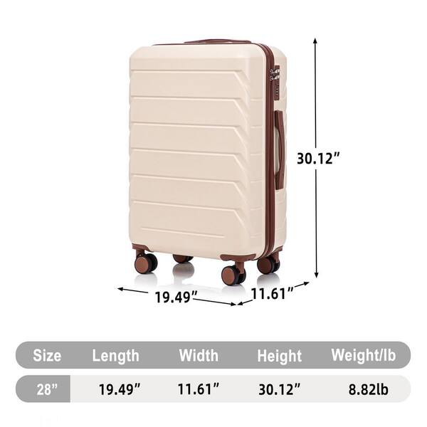 Tatahance 28 in. Beige ABS Hard Shell Scratch Resistant Surface
