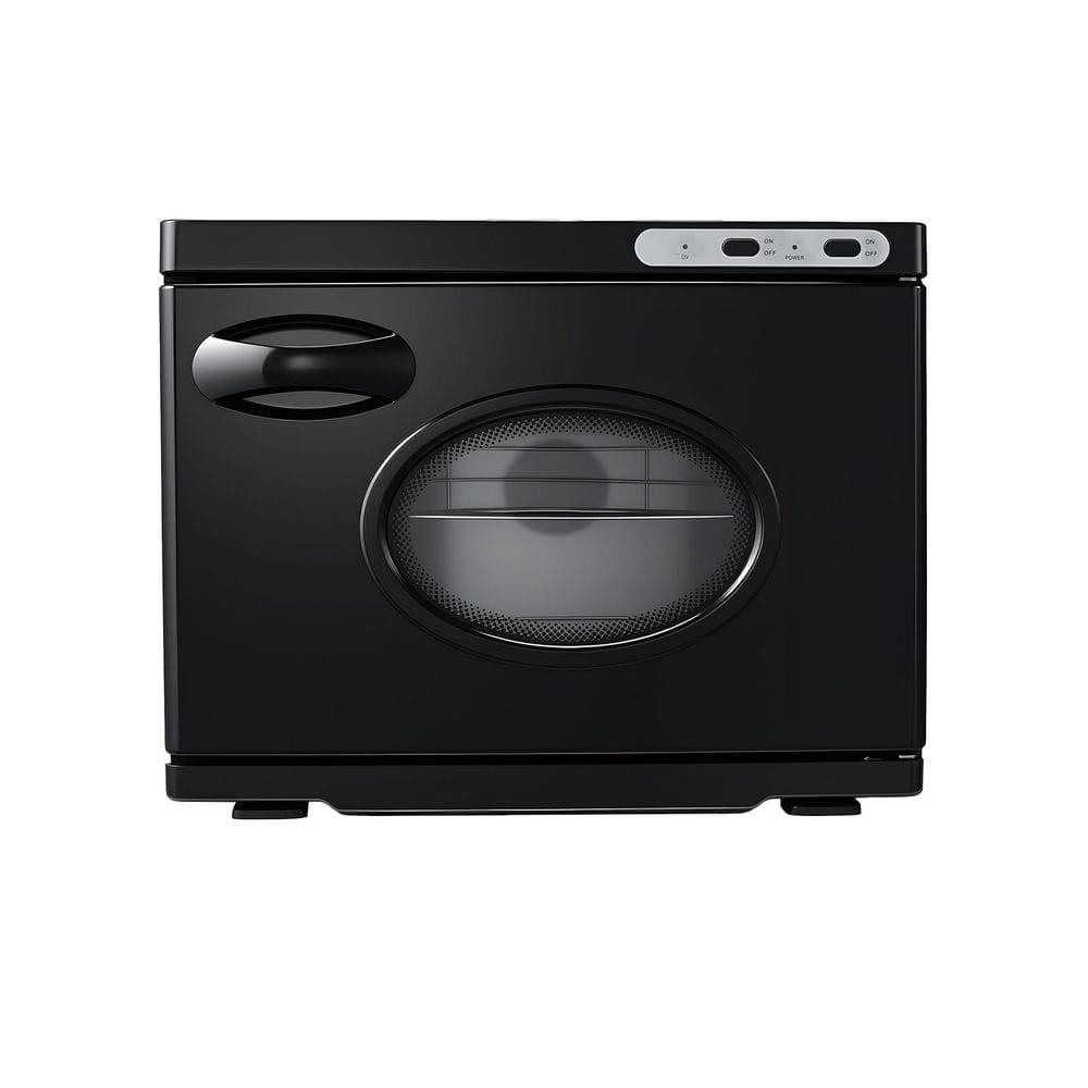 Hot Towel Warmer, 5 gal. Large Towel Warmer Cabinet with See Through Window, Clip & Stainless Steel Racks Double Black