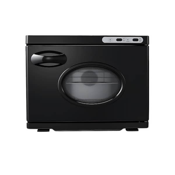 Hot Towel Warmer, 5 gal. Large Towel Warmer Cabinet with See Through Window, Clip & Stainless Steel Racks Double Black