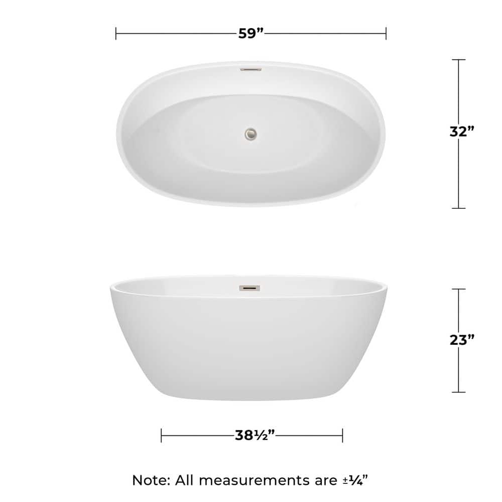 Juno 59'' White Acrylic Freestanding Soaking Bathtub