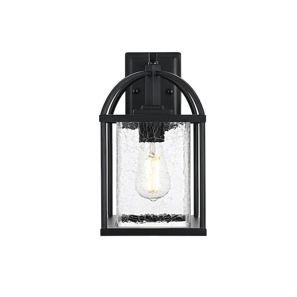 14 in. Black Outdoor Hardwired Wall Sconce with No Bulbs Included