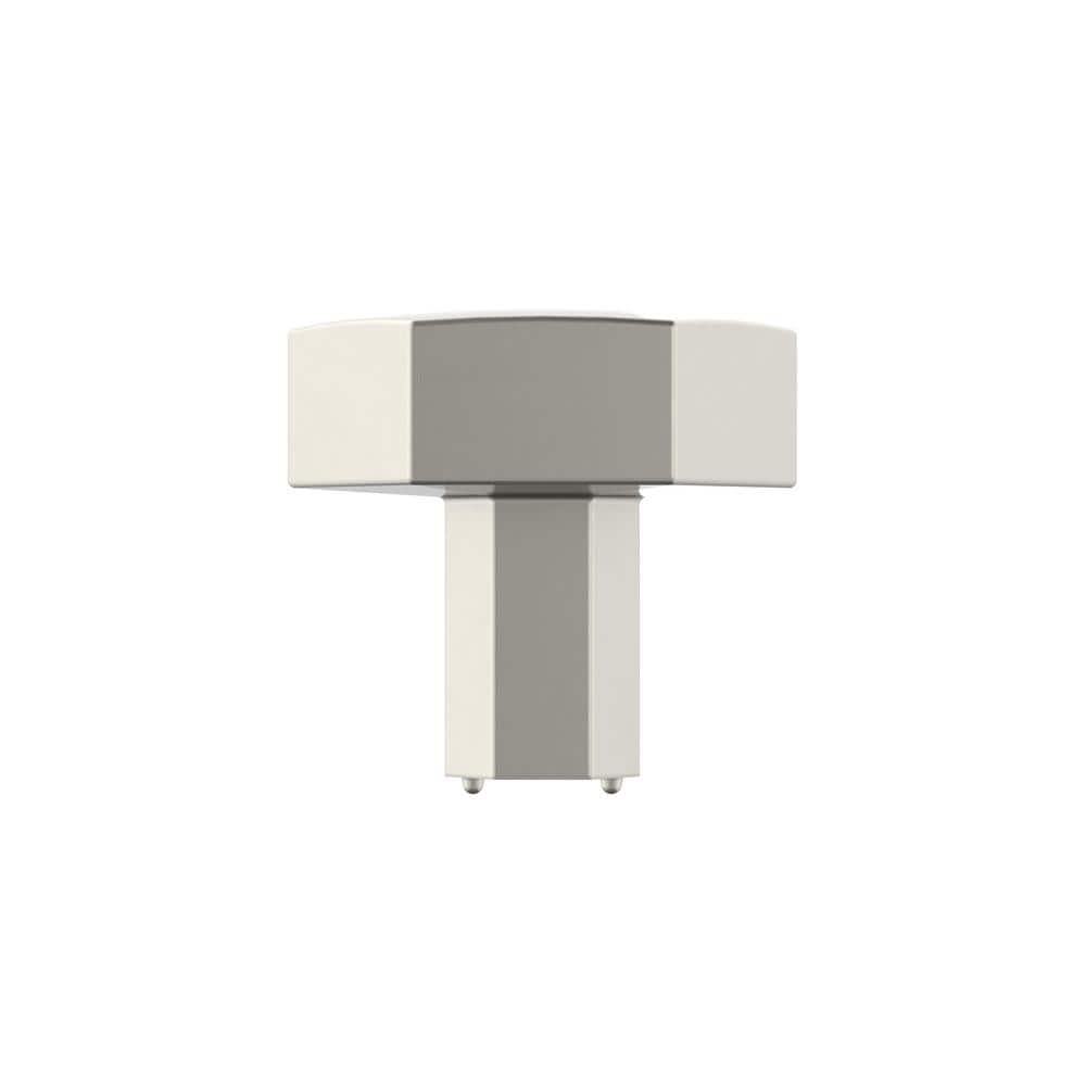Satin Nickel Geometric Cabinet Knob with Brushed Finish