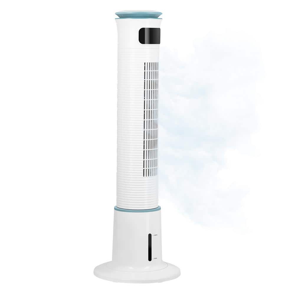 43 in. 12-Speed Standing Tower Fan Humidifier Cooling Fan in White with 15 