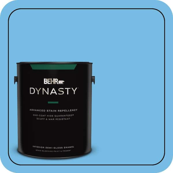 BEHR DYNASTY 1 gal. #550B-4 Costa Rica Blue Semi-Gloss Enamel Interior Stain-Blocking Paint & Primer