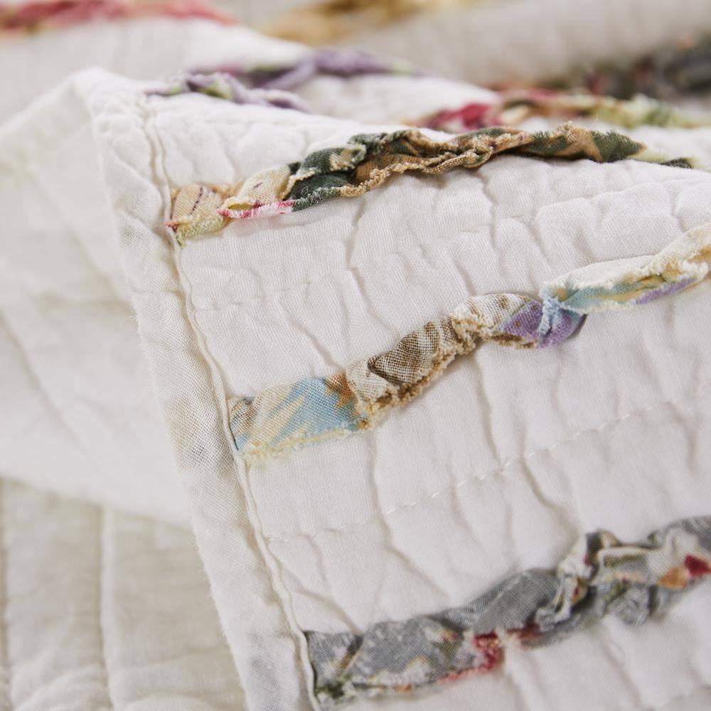Ivory Cotton Cottagecore Reversible Ruffle Throw