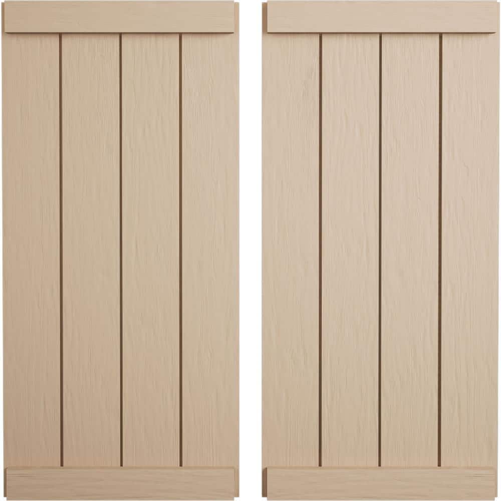 22 in. x 24 in. Timberthane Polyurethane 4-Board Joined Board-n-Batten Rough Sawn Faux Wood Shutters, End Batten Pair price history on PriceWatchPro