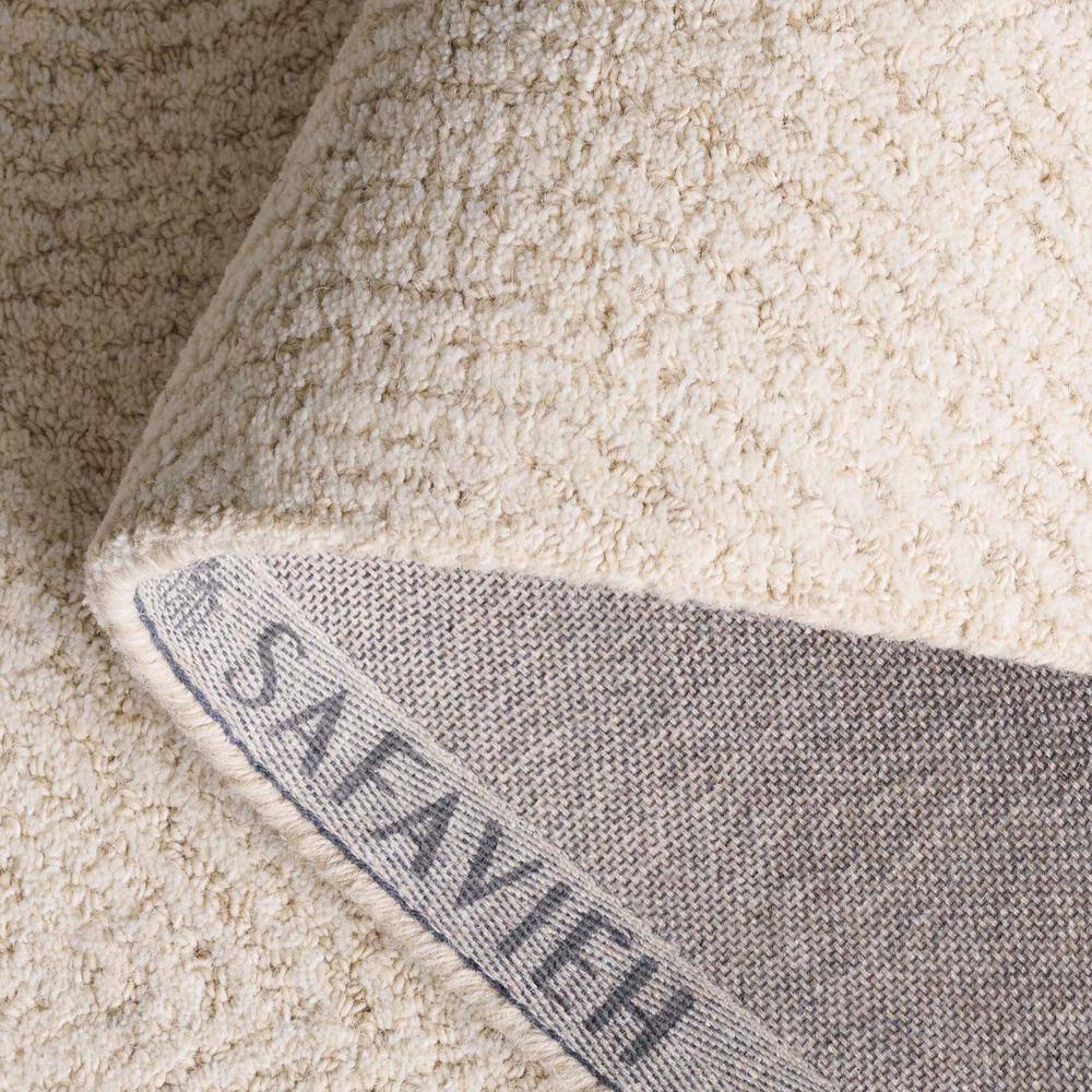 Ivory and Beige Tufted Wool Abstract Runner Rug