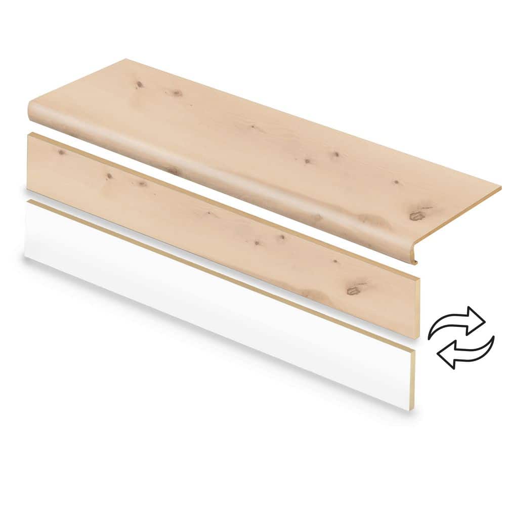 Luxurious Pine Wood 47 in. L x 12.15 in. W x 57.91 mm T Vinyl Overlay Stair Tread and Reversible Riser Kit price history on PriceWatchPro