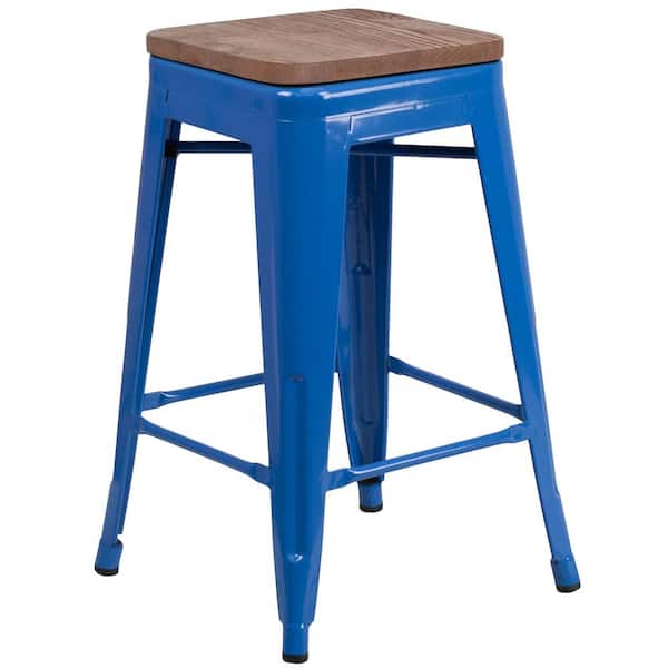 Flash Furniture 24 in. Blue Bar Stool