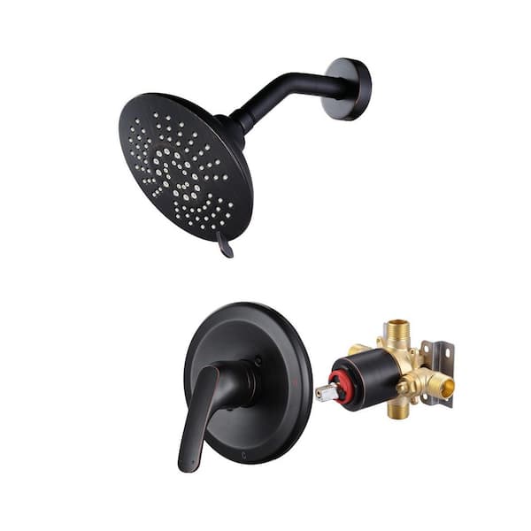 Single Handle 5-Spray Shower Faucet 1.8 GPM Brass Pressure Balance Rough-In Valve Included in Oil Rubbed Bronze