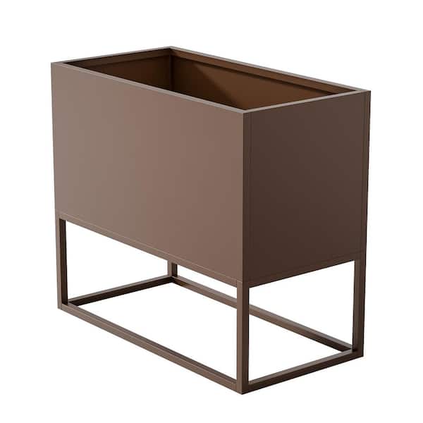 Unbranded 36 in. W x 18 in. D x 18 in. H Brown Large Metal Rectangular Planter Raised Beds with Shelves and Drainage Holes