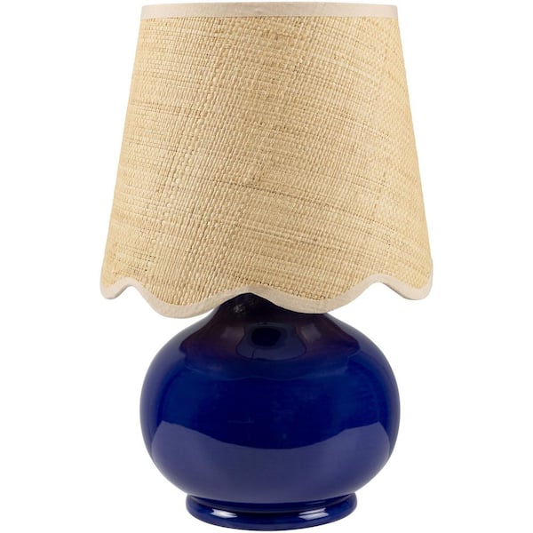Stella Diminuta Navy/Wheat Cottage 13.8 in. Indoor Accent Table Lamp