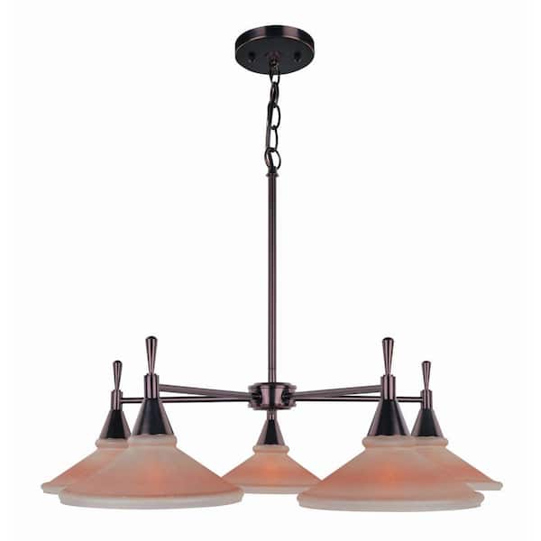 Illumine 5-Light Bronze Chandelier with Amber Glass