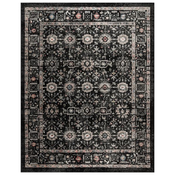 Gertmenian Heirloom Dov Black 8 ft. x 10 ft. Oriental Border Indoor Area Rug