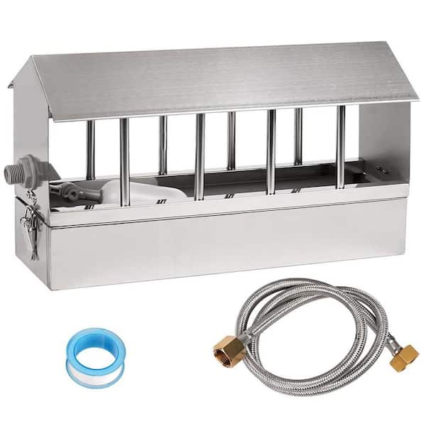 16.3 in. x 6.1 in x 9.8 in. Stainless Steel Automatic Poultry Waterer Dispenser w/ Float Valve Kit for Chicken Duck