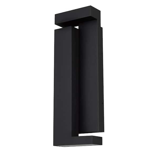 18 in. H1-Light Black LED Wall Sconce, Dimmable Indoor Wall Lamp with Silk Screen Glass Diffuser