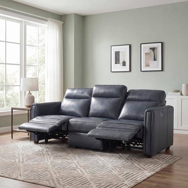 Lazzara Nivaro 84 in. W Rounded Track Arms Faux Leather Rectangle