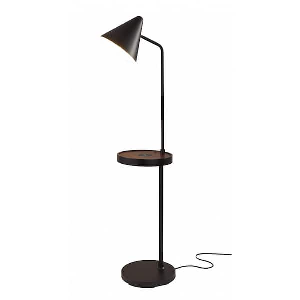 HomeRoots 59 in. Black 1 Light 1-Way (On/Off) Torchiere Floor Lamp for Liviing Room with Metal Lantern Shade