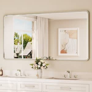 72 in. W x 36 in. H Beveled Edge Rectangular Bathroom Mirrors Framed Wall Mount Bathroom Vanity Mirror in Brusked Nickel