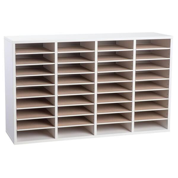 AdirOffice Wood Adjustable 36 Compartment Literature Organizer, White50036WHI The Home Depot